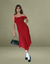 Dansya Midi Chiffon Dress in Red