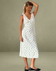 Lavisha Midi Dress in Funshine Floral Off White