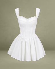 White Sweetheart Neck Corset Slip Mini Dress