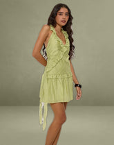 Lorena Mini Dress in Chiffon Stripe Green