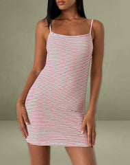 Anzhelina Strappy Mini Dress in Red and White Stripe