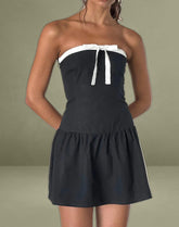 Faelas Mini Dress in Tap Shoe with Off White Bows