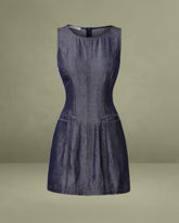 Blue Sleeveless Pocket Mini Dress