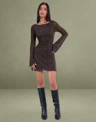 Sevila Dress in Jacquard Knit Dark Brown