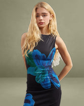 Fayola Printed Maxi Dress in Watercolour Flower Blue