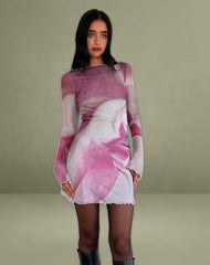 Sevila Mini Dress in Anatomy of Nature Pink