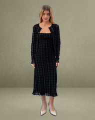 Nateda Dress in Tonal Check Flock Black
