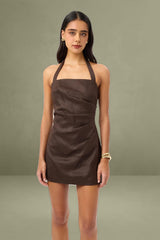 Palm Halter Mini Dress
