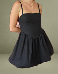 Micala Puffball Mini Dress in Black