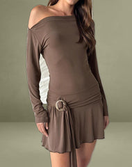 Aleida Belted Mini Dress in Cupro Mink