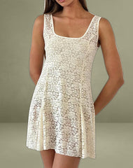 Tabah Mini Dress in Rose Lace Ivory
