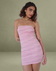 Dema Mini Dress in Jacquard Pink Stripe