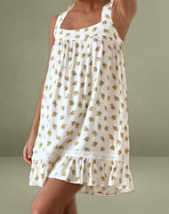 Karina Dress in Funshine Floral Off White