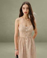 Orange Striped Sweetheart Neck Slip Maxi Dress