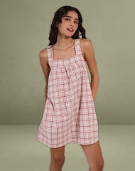 Sanlia Mini Dress in Basic Tartan Pink