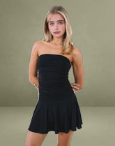 Yasmin Bandeau Mini Dress in Slinky Black