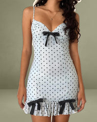 Khalil Mini Dress in Blue Black Basic Polka