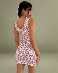 Camina Dress in Summer Strawberry Off White