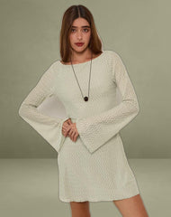 Sevila Long Sleeve Mini Dress in Mesh Sage Mini ZigZag