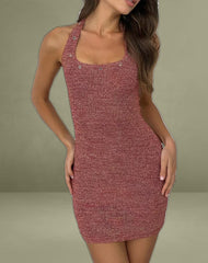 Codiya Stud Mini Dress in Red Shimmer