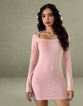 Janjisu Bodycon Mini Dress in Pink Lady