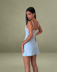 Riniko Mini Dress in Nantucket Blue with White Binding
