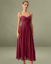Red Sweetheart Neck Slip Maxi Dress