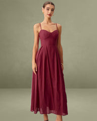 Red Sweetheart Neck Slip Maxi Dress