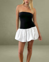 Salvia Puffball Mini Dress in Black and White