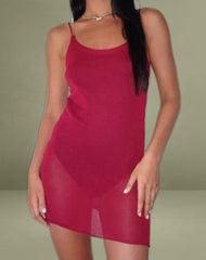 Chiara Mini Dress in Sheer Knit Red