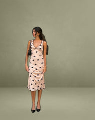 Gandira Midi Dress in Cluster Ditsy Floral Flock Nude