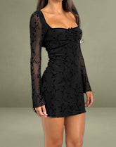 Luth Mini Dress in Vine Flower Black