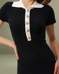 Black Contrast Bodycon Sweater Maxi Dress