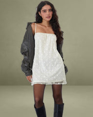 Celia Mini Slip Dress in Sequin Lace Ivory