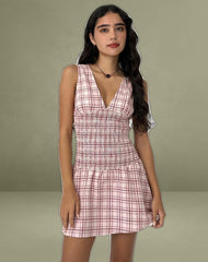 Hevoria Mini Dress in Basic Tartan Pink