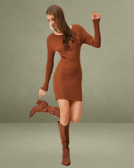 Caramel Bodycon Sweater Dress