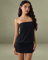 Belia Cinched Waist Mini Dress in Black