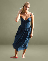 Krista Maxi Dress in Poplin Navy