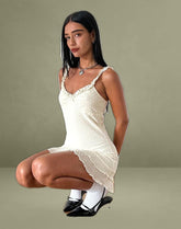 Bestari Mini Dress in Ivory Polka Flock