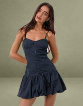 Juun Puffball Mini Dress in Dark Navy