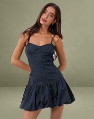 Juun Puffball Mini Dress in Dark Navy