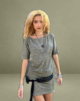 Reeta Mini Dress in Glitter Knit Khaki