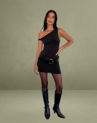 Leona Twist Sleeve Mini Dress in Black