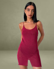 Chiara Mini Dress in Sheer Knit Red