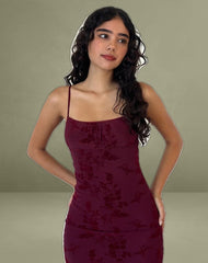 Darsih Maxi Dress in Botanical Flower Maroon