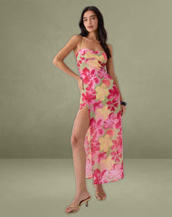 Fasha Maxi Dress in Bold Multi Colour Floral