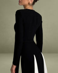 Black Contrasting A-Line Maxi Dress