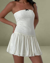 Cryolan Bandeau Mini Dress in Ivory Heart Lace