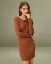Caramel Bodycon Sweater Dress
