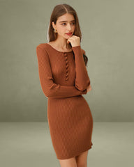 Caramel Bodycon Sweater Dress